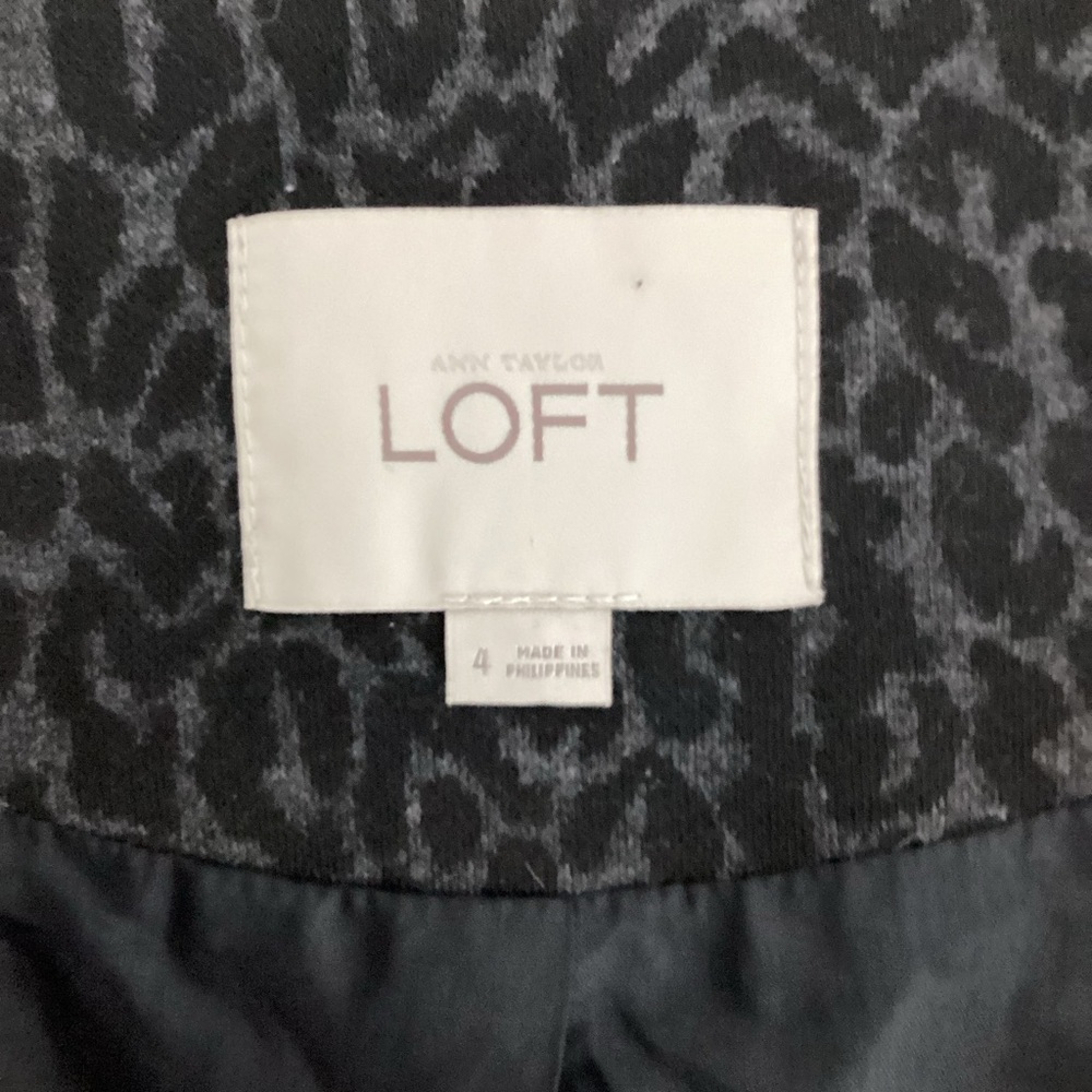 Loft Leopard Print Single-Button Blazer Black Siz… - image 6